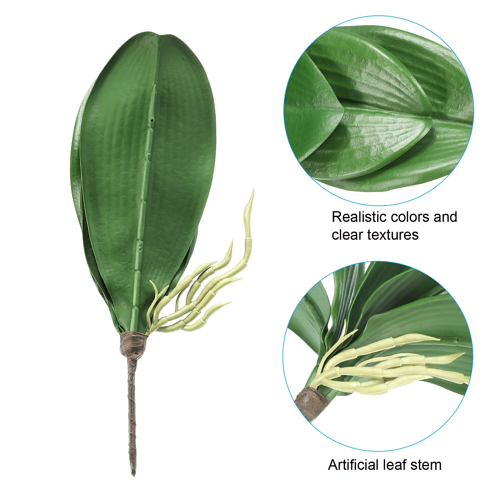 4 Pcs 3.3 Inch Faux Orchid Leaves 5 Petals Artificial Leaf with Stems