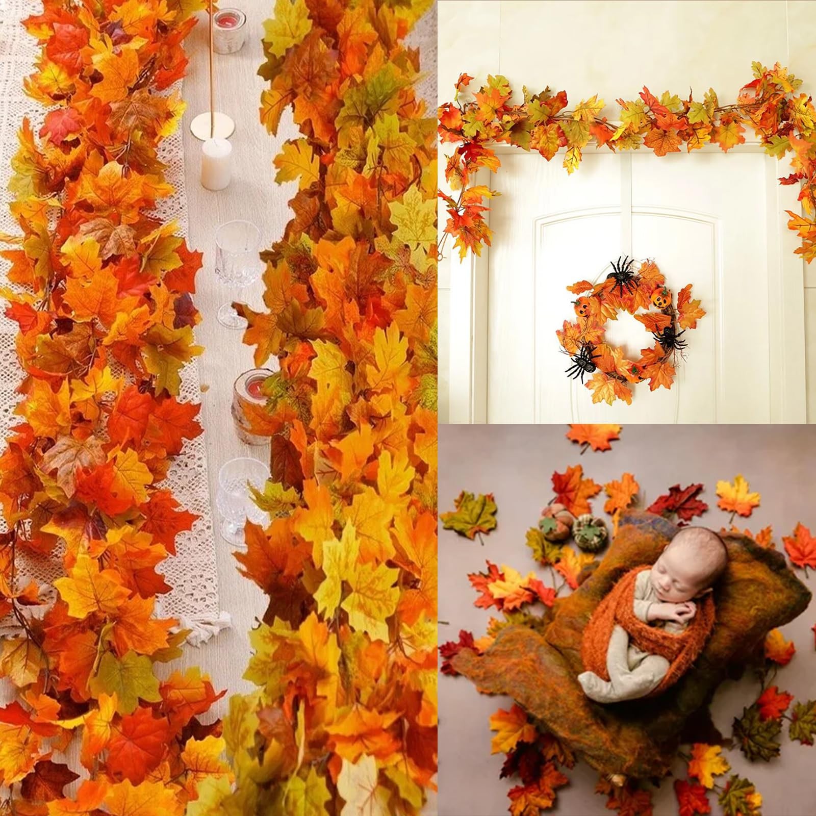100Pcs Fake Fall Leaves, 8cm/3.15inch Autumn Leaves, Fall Party Decorations M…
