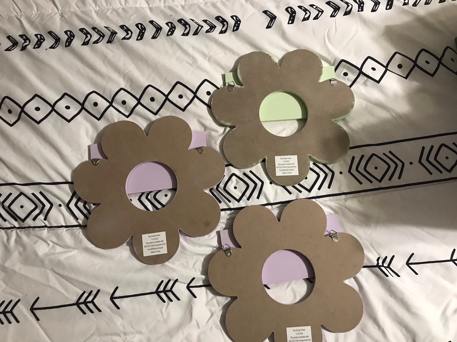 3 Flower Shelves. 2 Pastel Purple And 1 Pastel Green