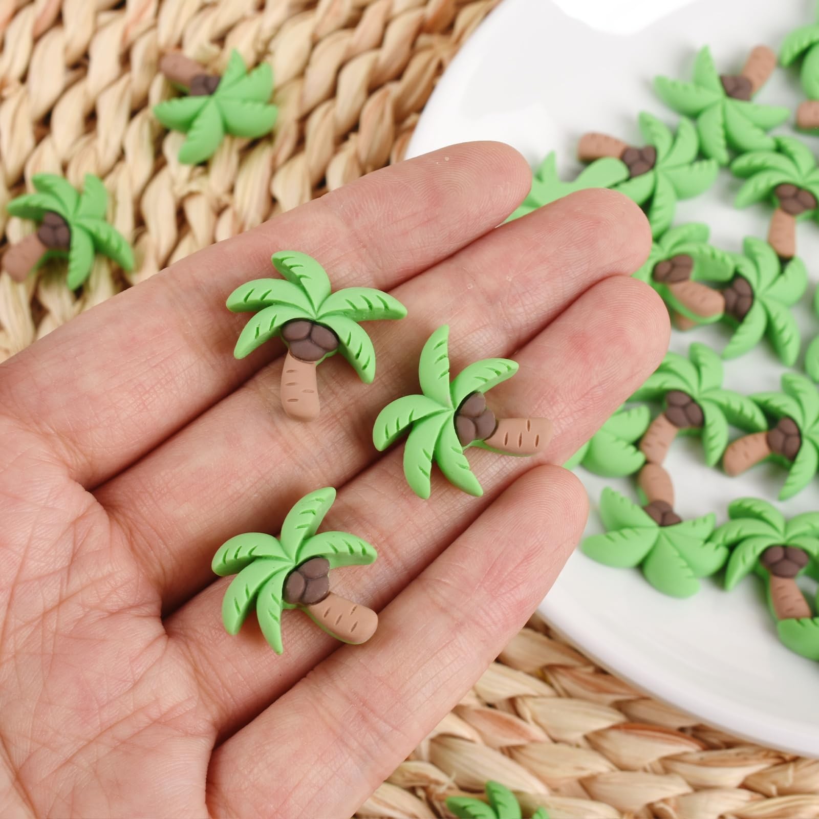 50PCS Mini Coconut Tree Resin Coconut Palm Trees Flat Back Artificial Plant f…