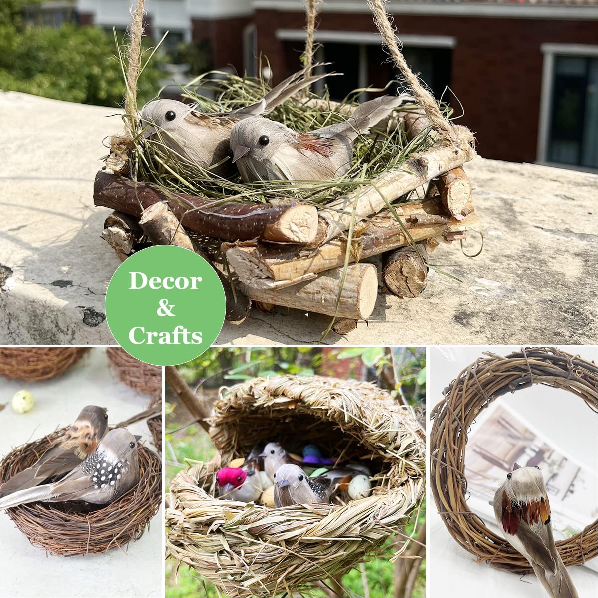 12Pcs Realistic Artificial Bird Figurines For Home Christmas Decor
