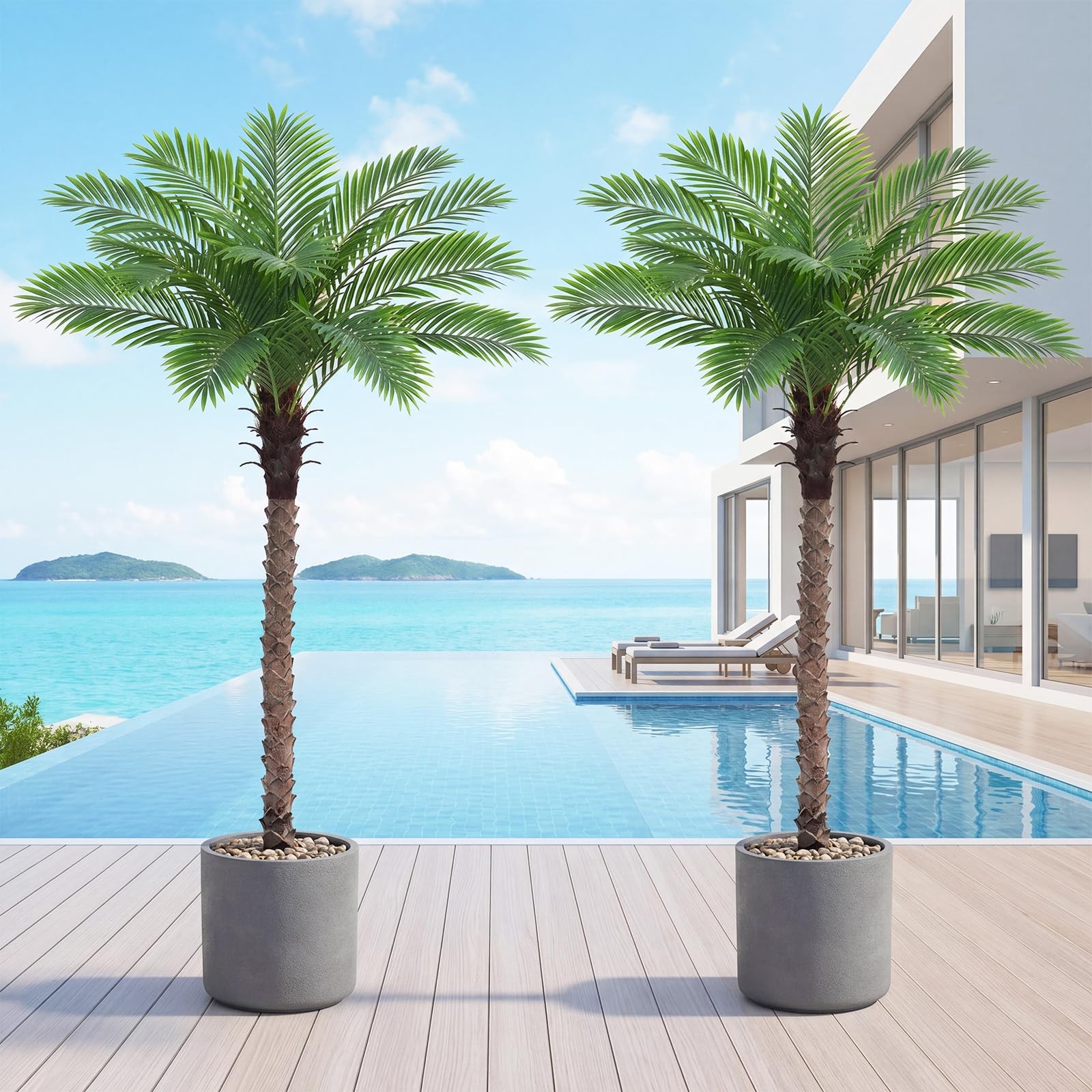 6FT Artificial Phoenix Palm Tree for Outdoors, UV Resistant Fake Coconut Silk…