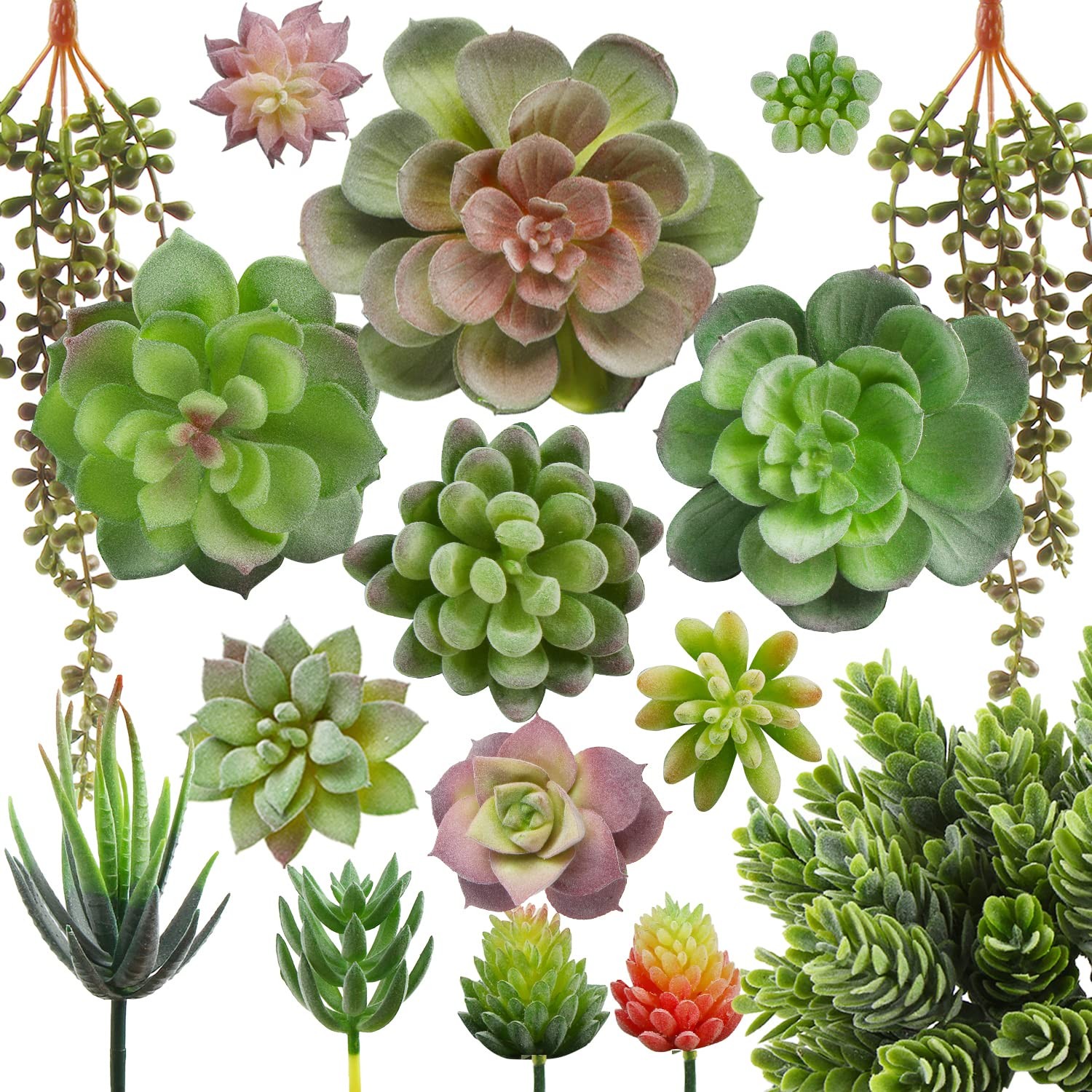 Artificial Succulent Plant,16pcs Large Faux Flocked Succulent Decor for Flora