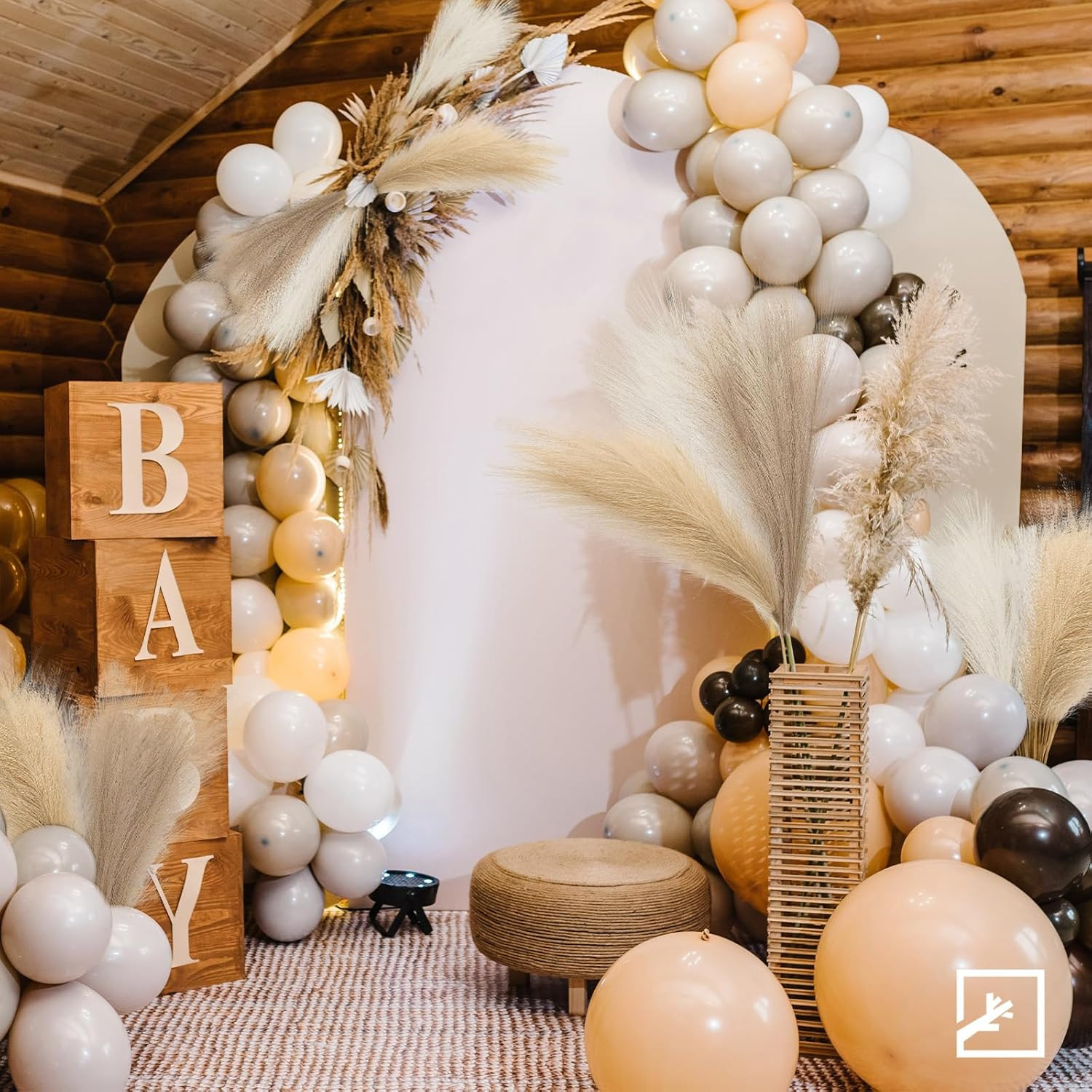 6-Pcs 17″ Pampas Grass Faux Pompas Fluffy 17In 6Pcs Beige & Brown & Taupe