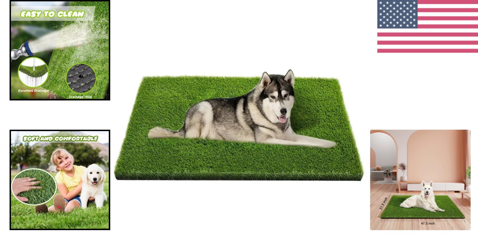 Versatile Artificial Turf Mat – Ideal for Dogs & Outdoor Use, 47.3×31.5 Inches