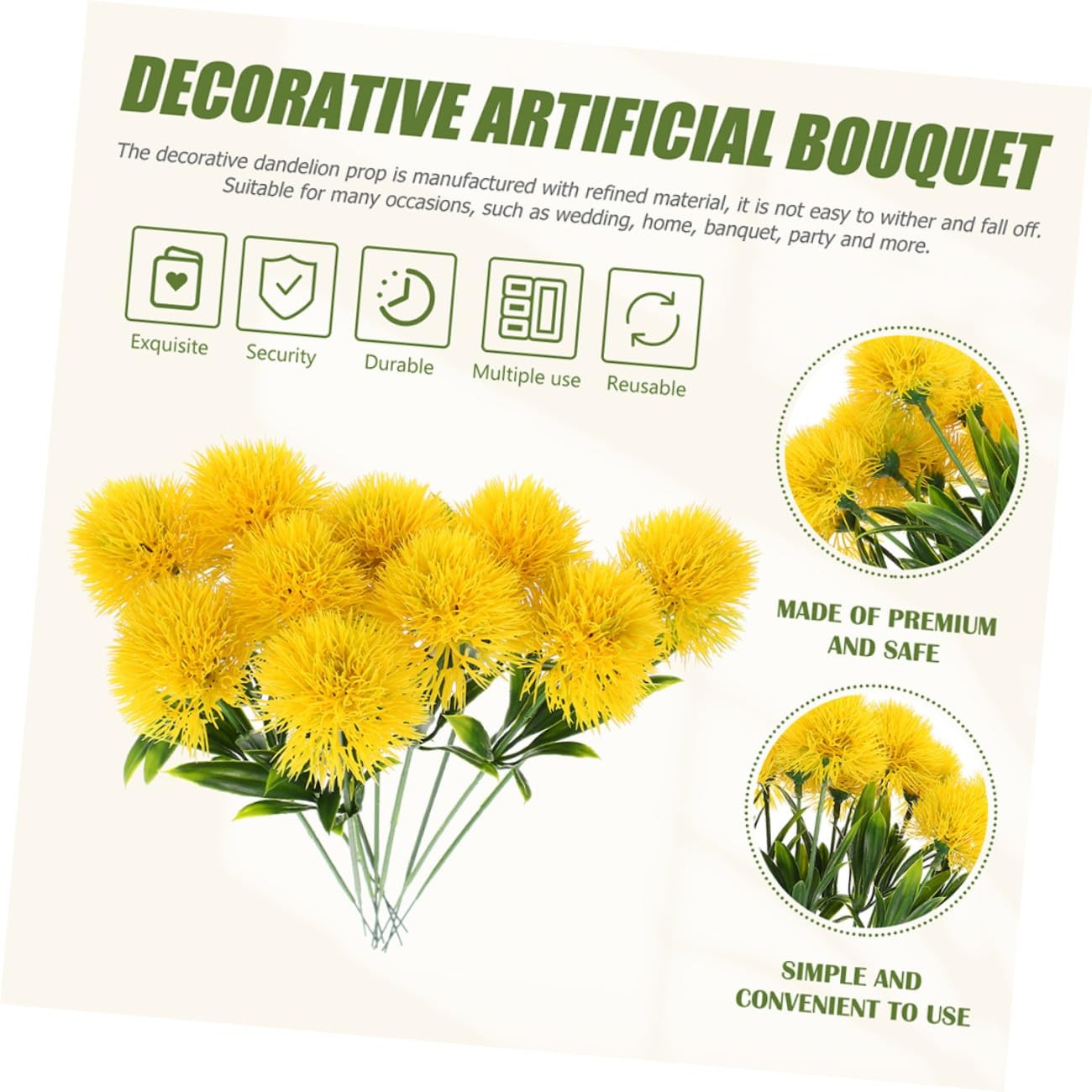 12 Pcs Faux Dandelion Flowers Realistic Artificial Dandelion Branches for Hom…