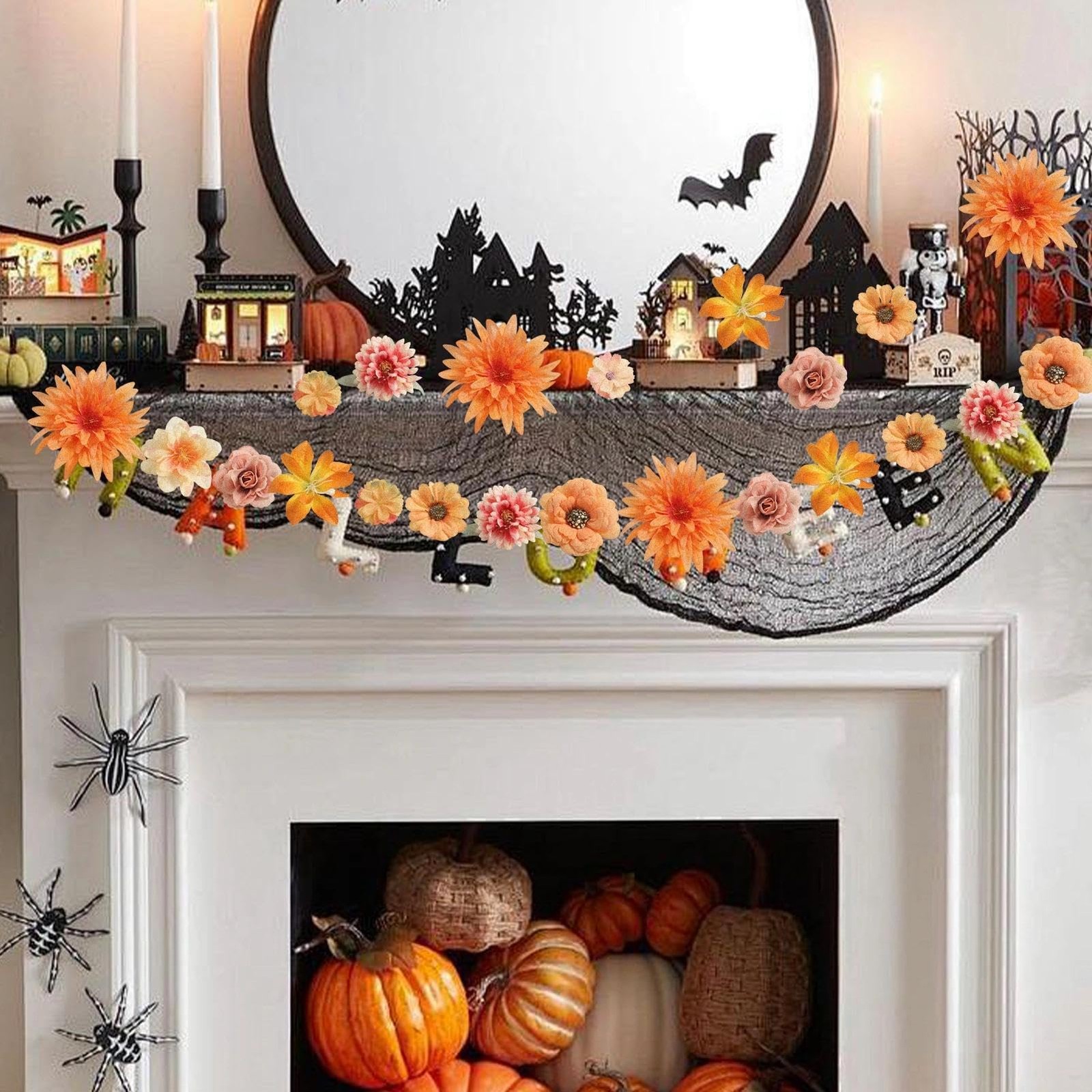48 PCS Fall Artificial Flower Head Combo Orange Silk Faux Rose Wedding Decor