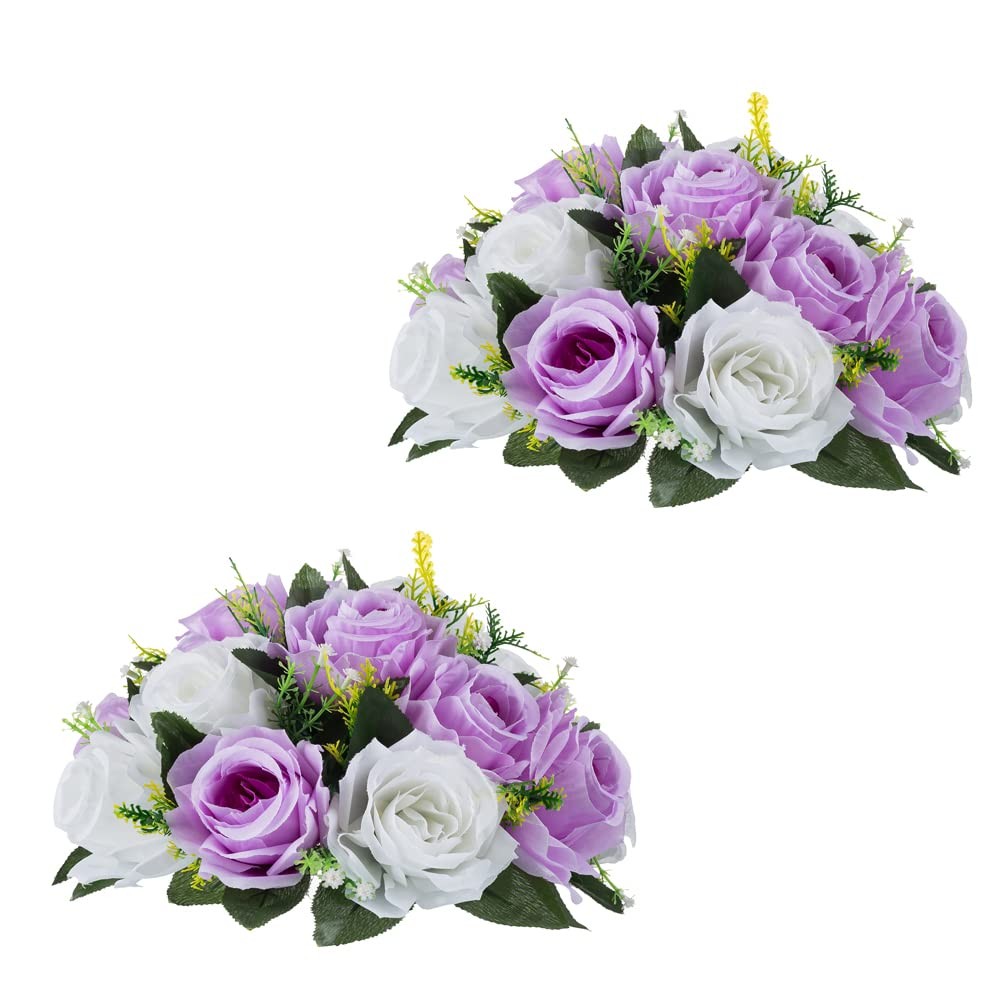 2 PCS Flower Centerpieces For Wedding Tables Lilac White Balls Party Decor