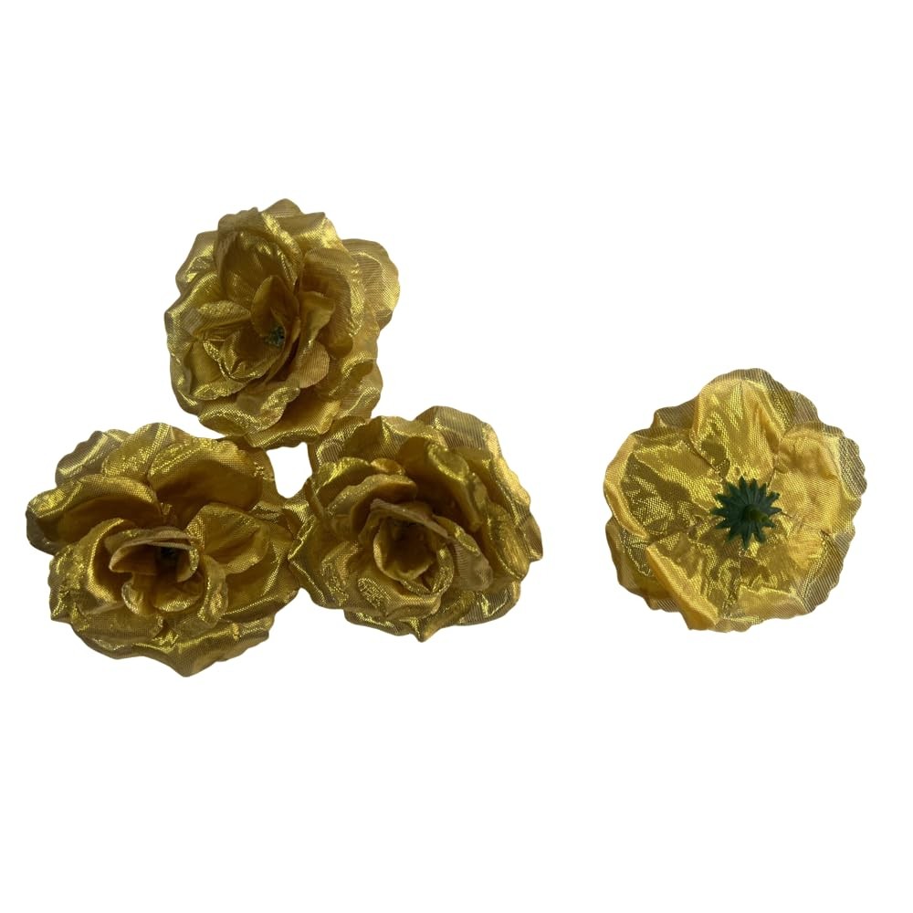 25 PCS Gold 3 Inch Artificial Rose Flower Heads Silk Wedding Party DIY Craft