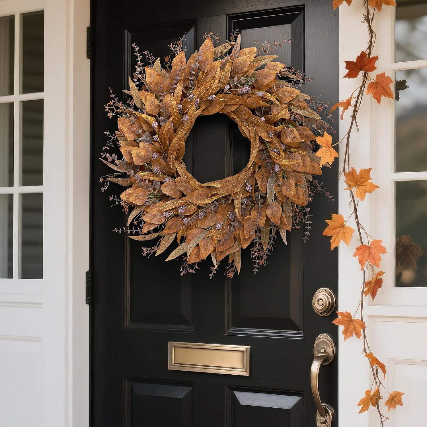 26” Eucalyptus Wreath for Front Door – Autumn Large Artificial Eucalyptus Outdo