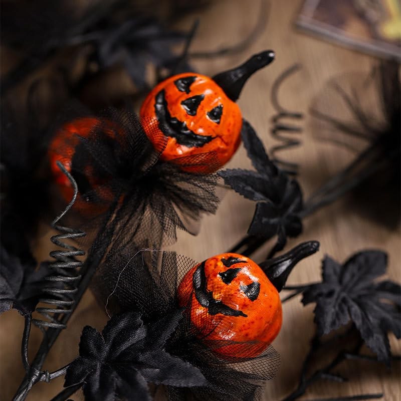 3 Pack Halloween Branches Picks Stems Glitter Fake Twig with Pumpkin Berries …