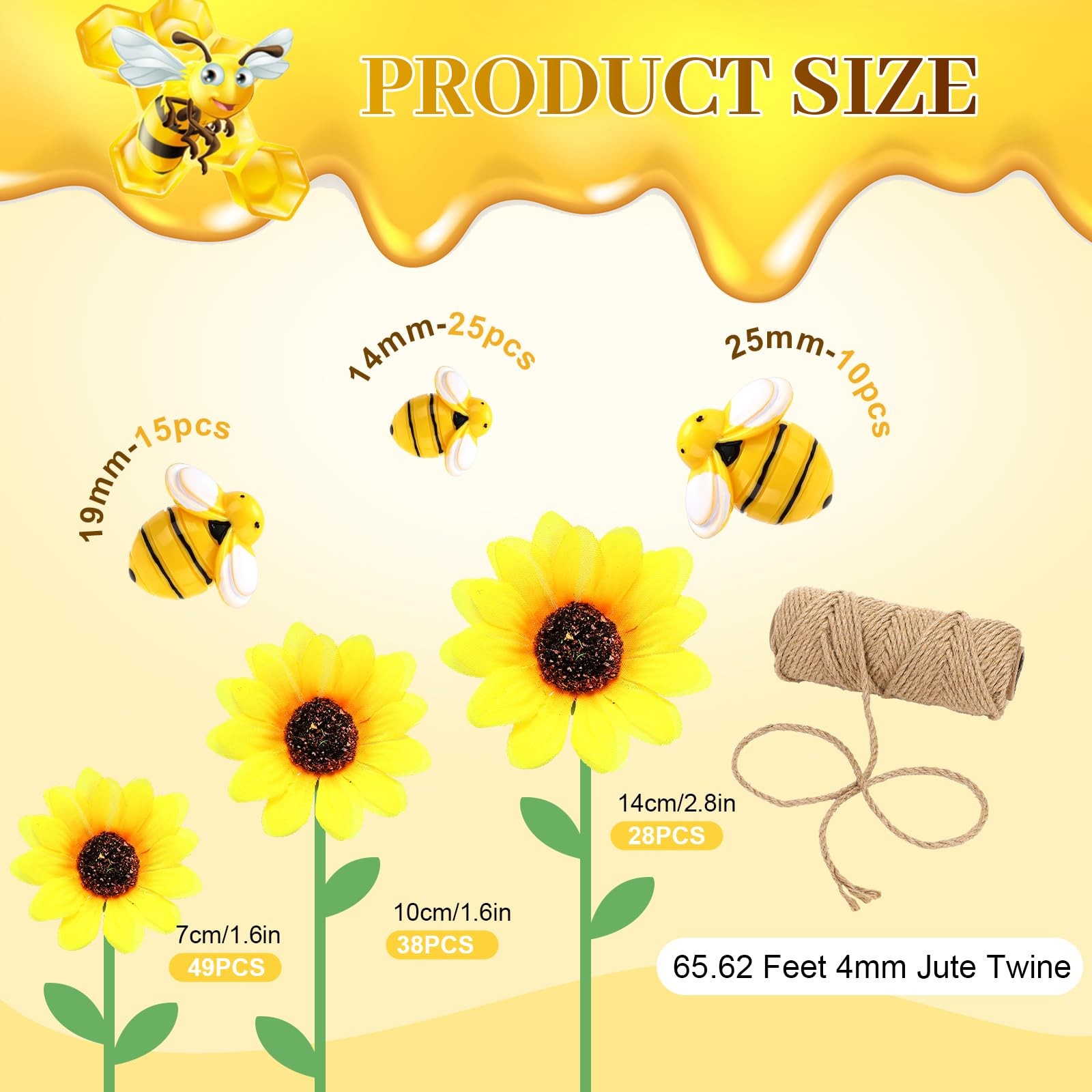 166 PCS Artificial Sunflower Heads Tiny Bees Silk Daisy Fake Flowers Craft Decor