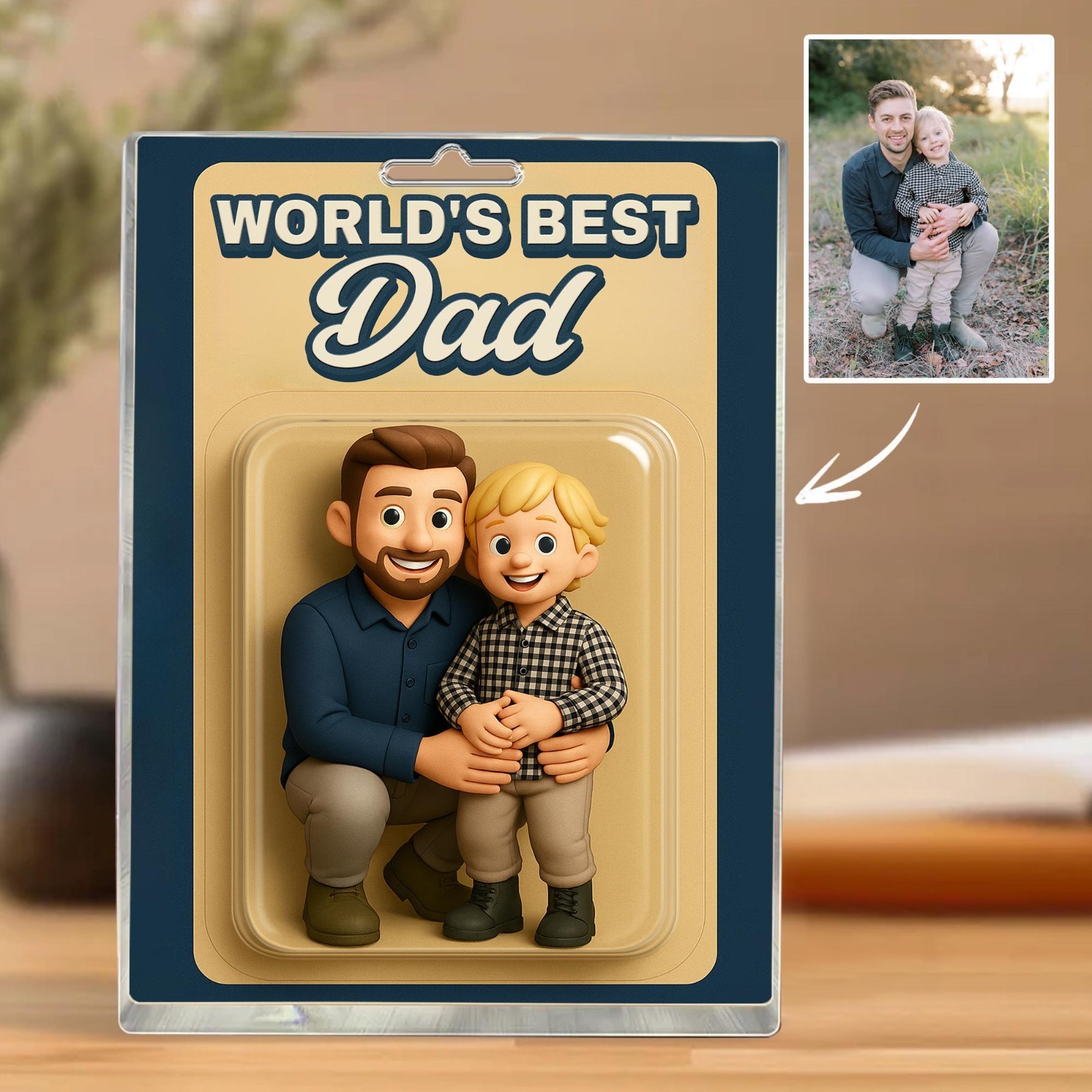 Personalized Fathers Day Gift For Dad, Custom Photo Dad And Kids Action Figure