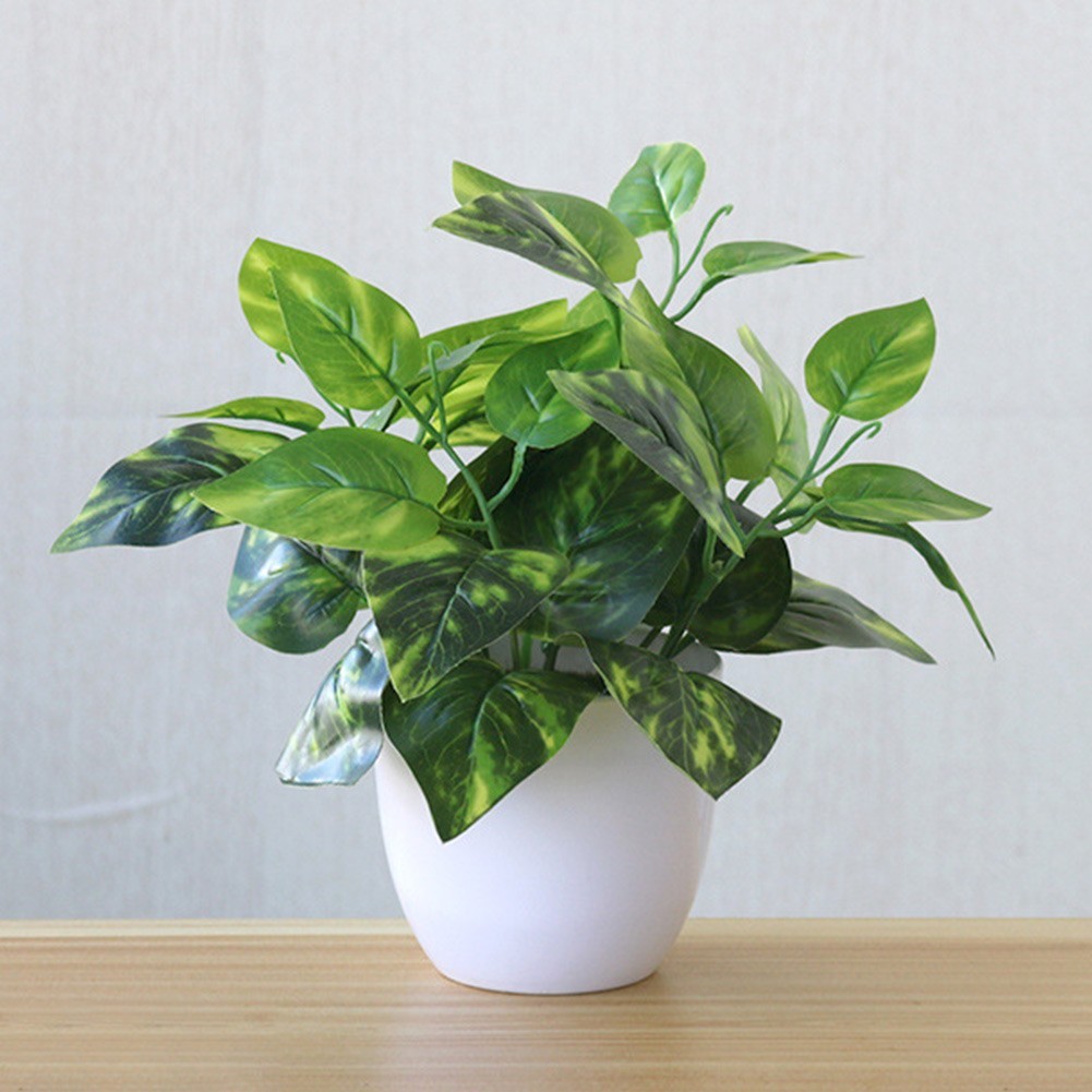 Artificial Plants Fake Plants Plastic Small Green Tree Flower Potted Ornament