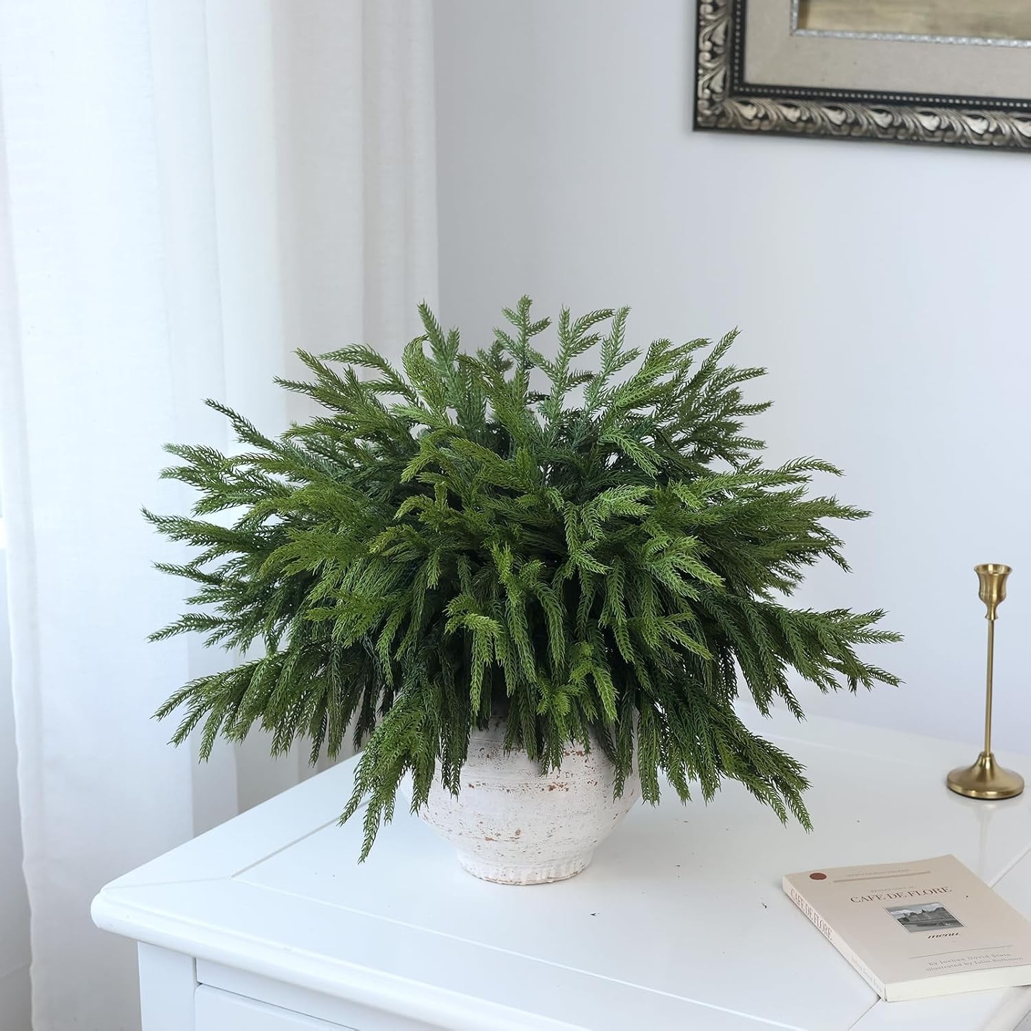 20 Pcs 18″Lifelike Touch Artificial Norfolk Pine Branches for Christmas | Rea…