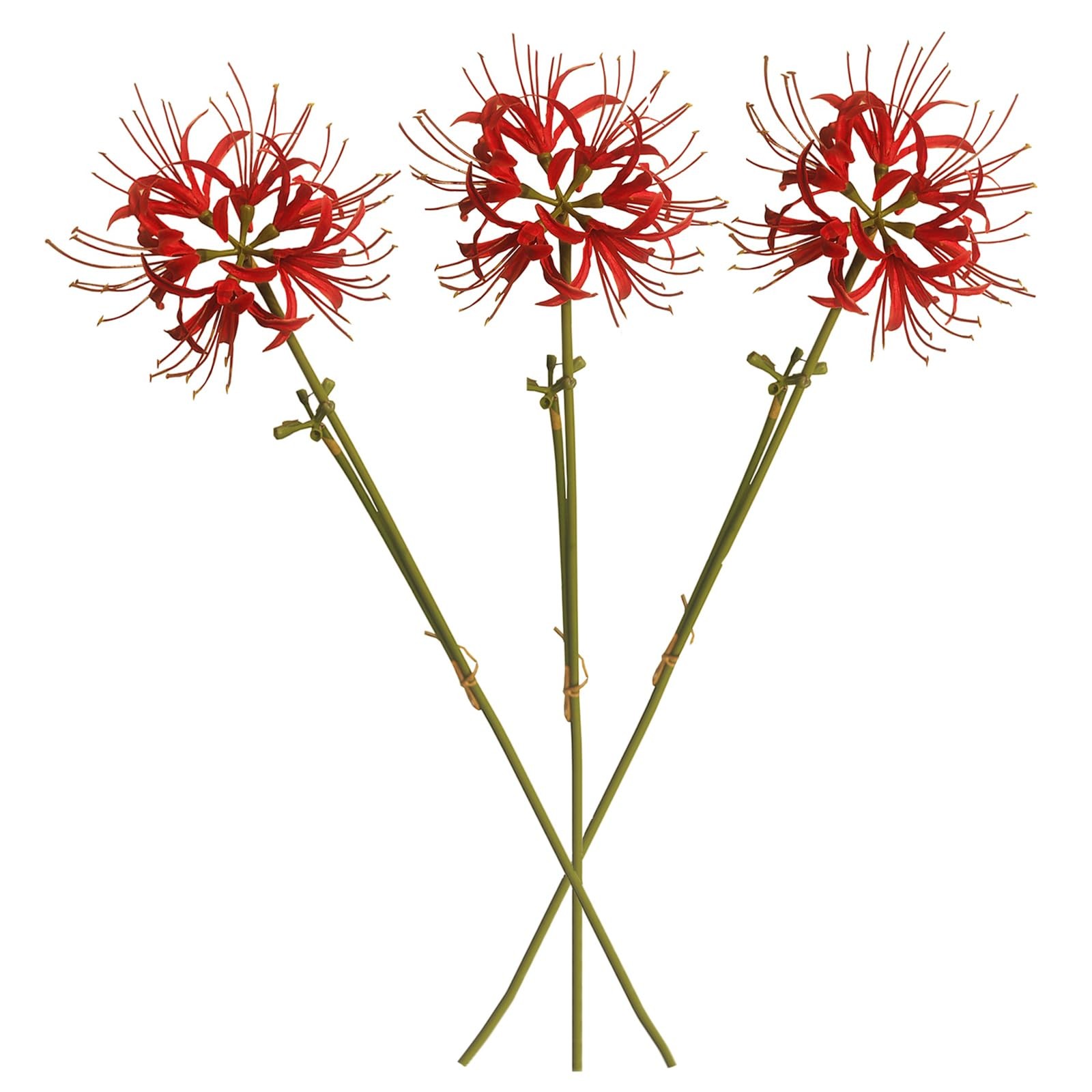 3 Stems Red Spider Lilies Artificial Flowers Lycoris Bulbs (Red)
