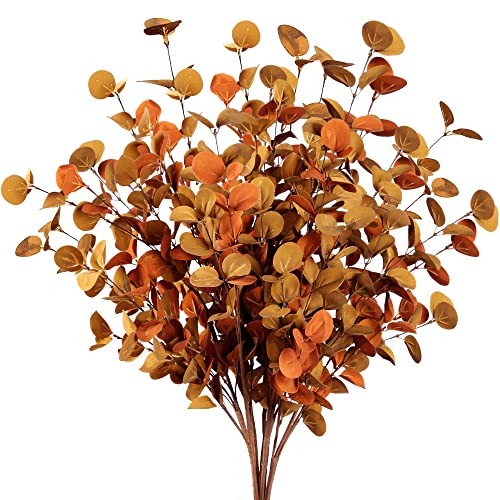 6 Pcs Artificial Eucalyptus Stems – Autumn Leaf Branches – Autumn Leaves