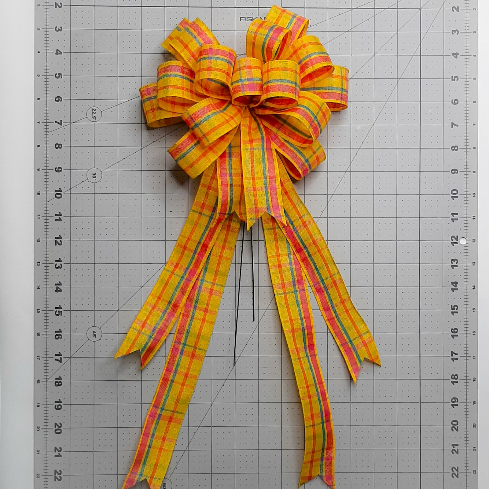 Spring Bow, Wreath Bow, Yellow Plaid
