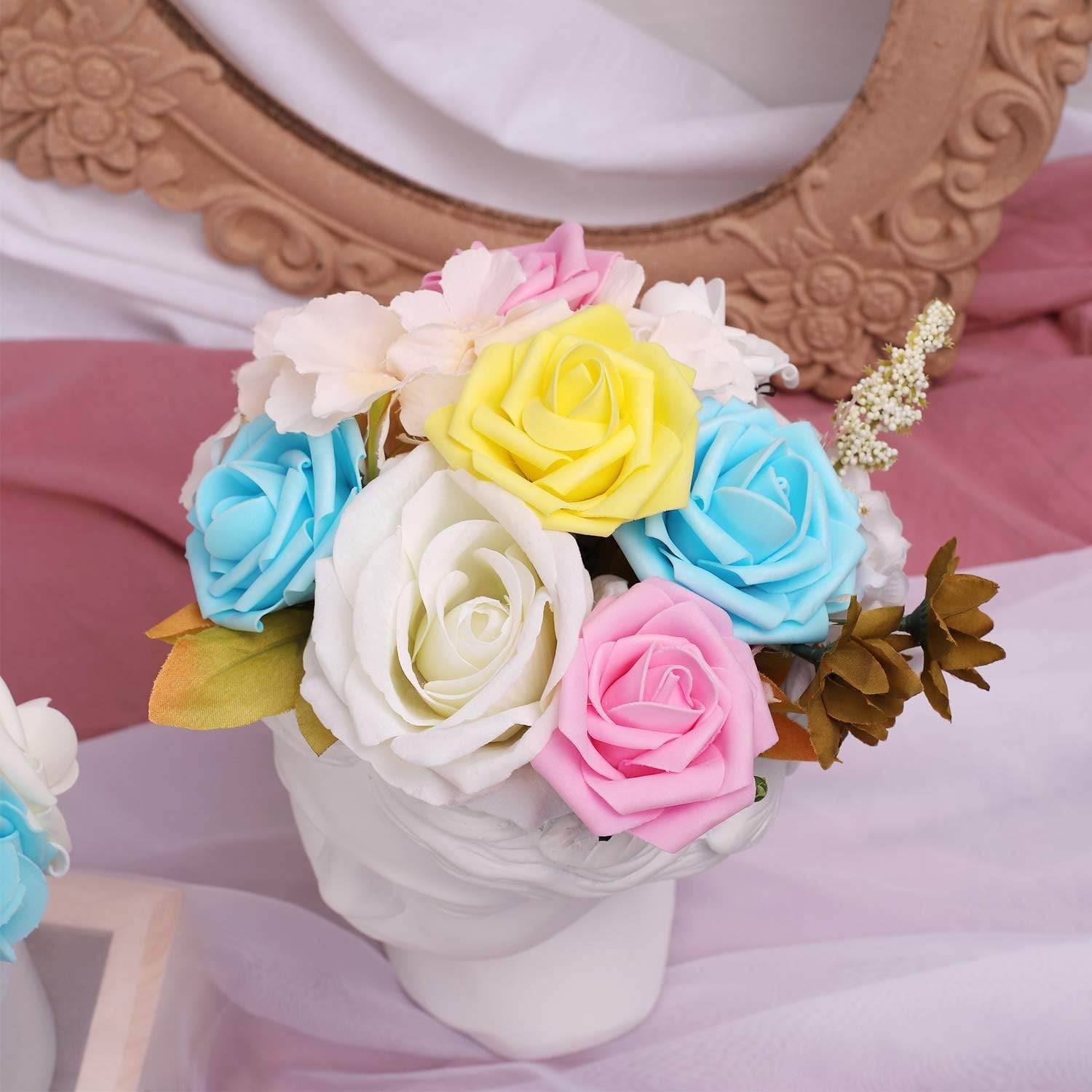 50PCS Artificial Flowers Roses Fake Bouquet Wedding Decor Mixed Colors Series B