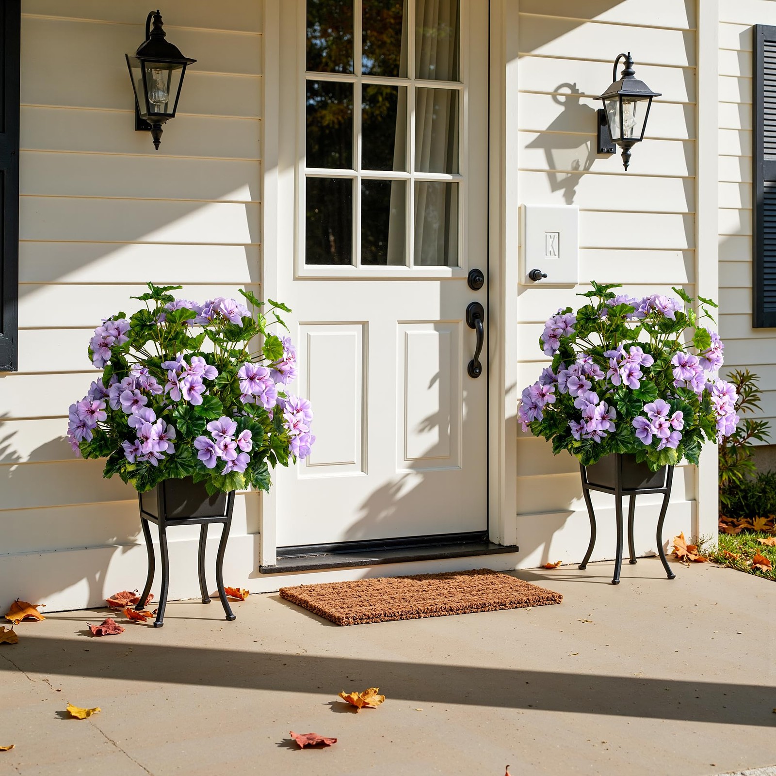 Artificial Geraniums 17.7In UV Resistant Fake Flowers for Indoor Outdoor Decor