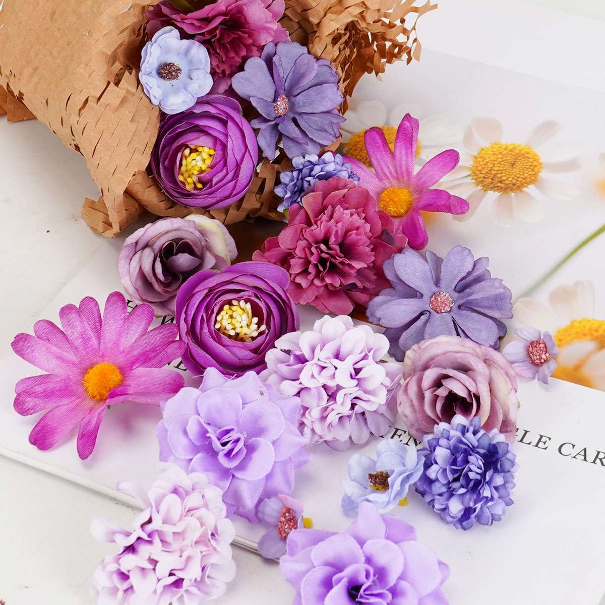 20Pcs Pop Silk Artificial Fake Rose Flower Heads Bulk Craft Wedding Party Decor