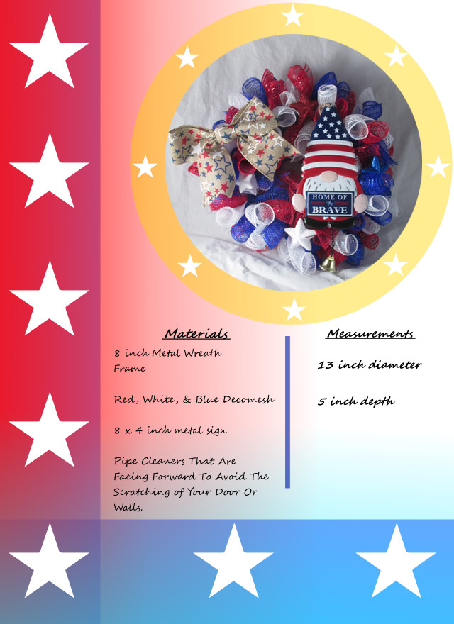 Patriotic Stars and Stripes Curly Deco Mesh Knome Wreath