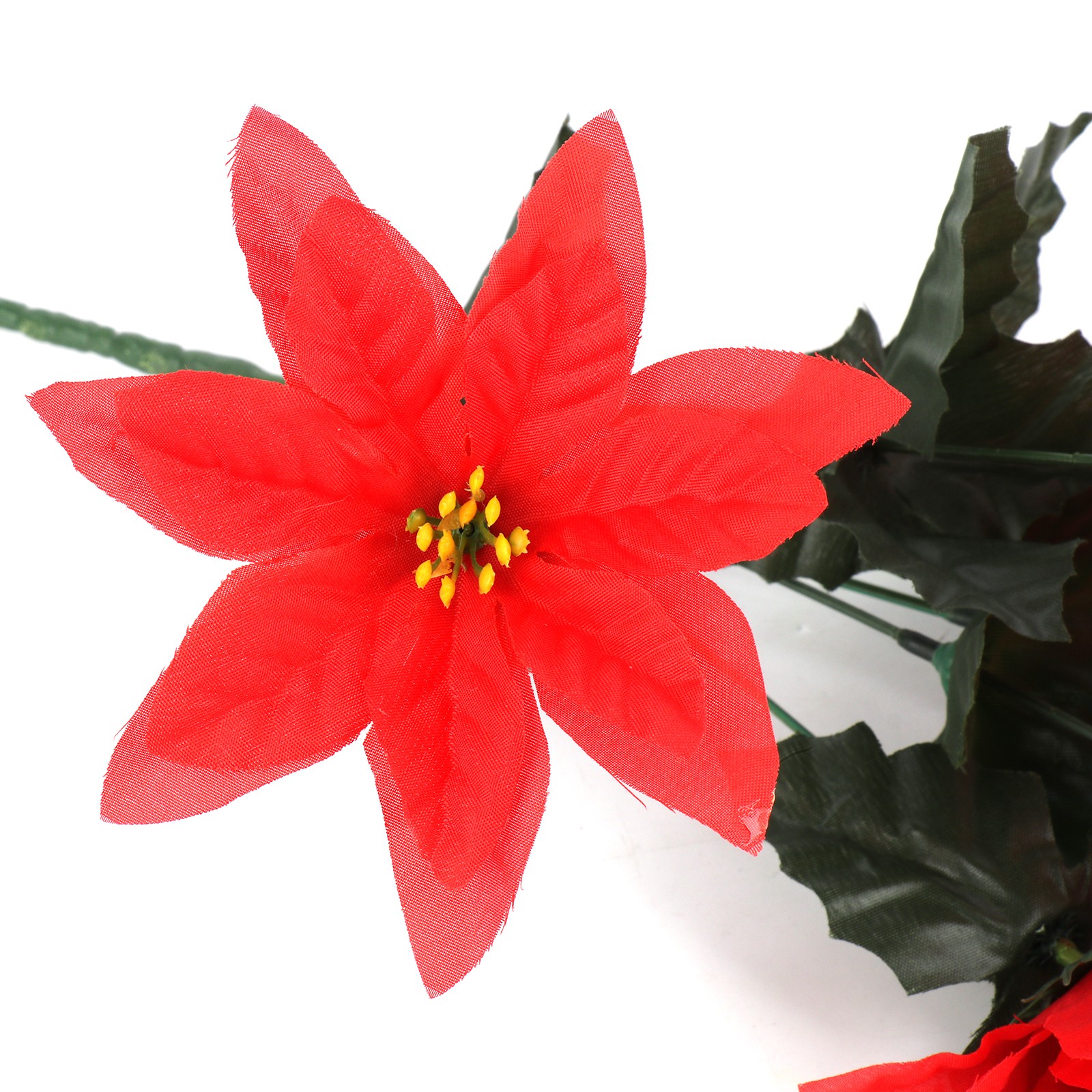 6 Branches Red Poinsettia 37cm Artificial Christmas Flower Decor