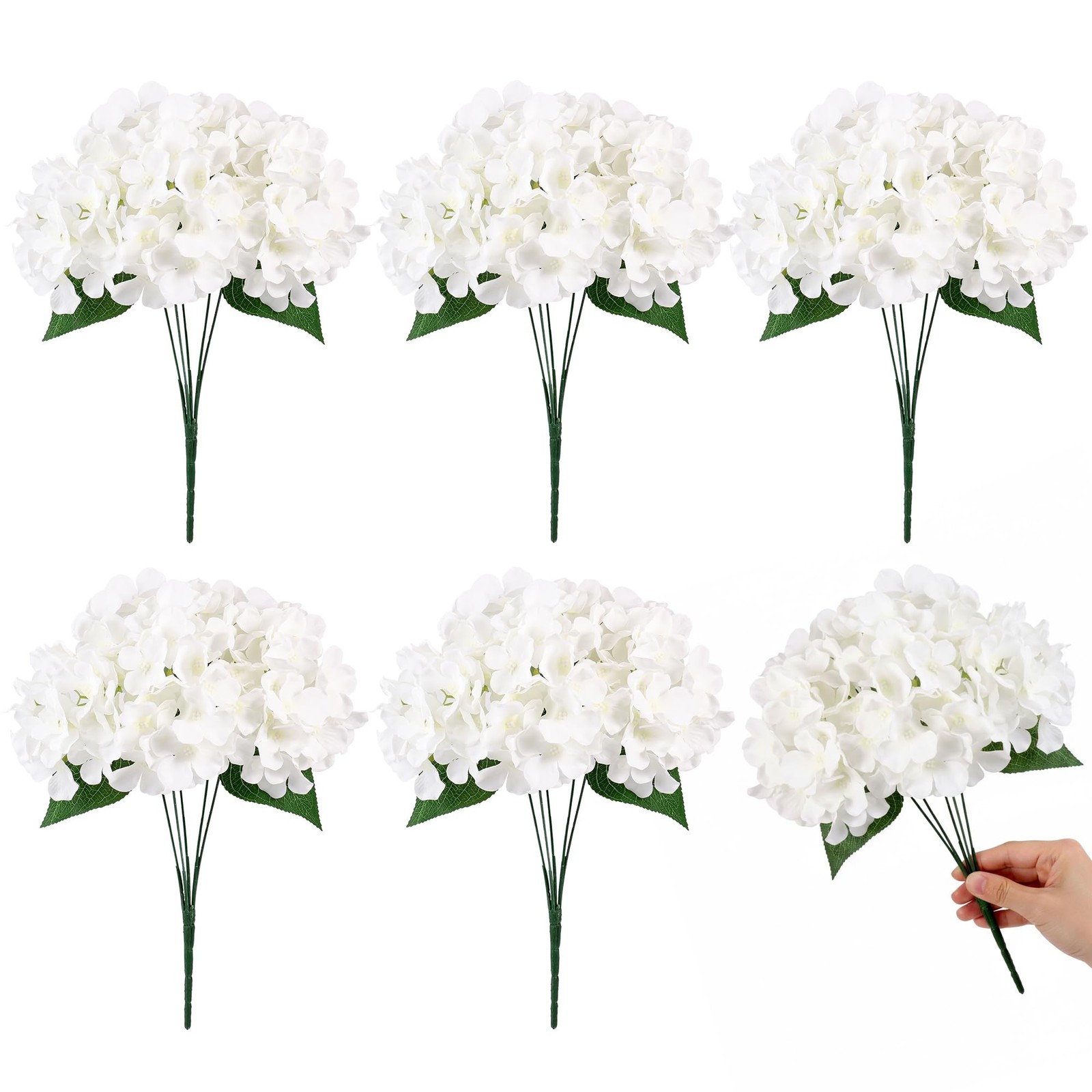 6 Bundles Hydrangea Artificial Flowers for Outdoors and Indoor, Bulk 30 Heads