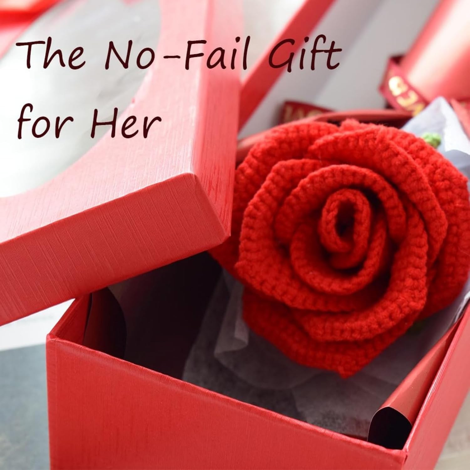 Crochet Flowers Bouquet,Knitted Preserved Rose Flowers Bouquet,Handmade Crochet