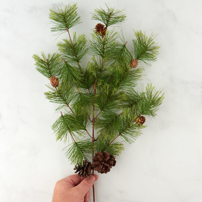 Set of 4 Artificial Winter Green Mountain Pine 25-1/2″ Sprays with Pinecones