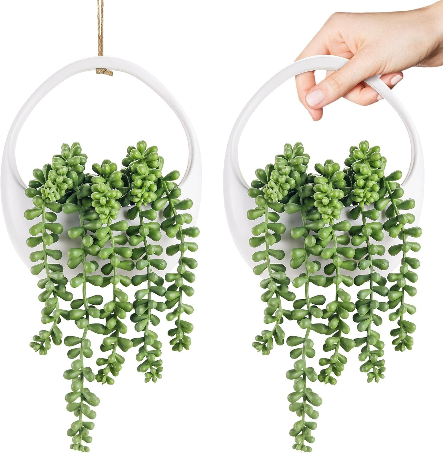 Realistic 2-Pack String of Pearls Fake Plants – Stylish Home & Office Decor
