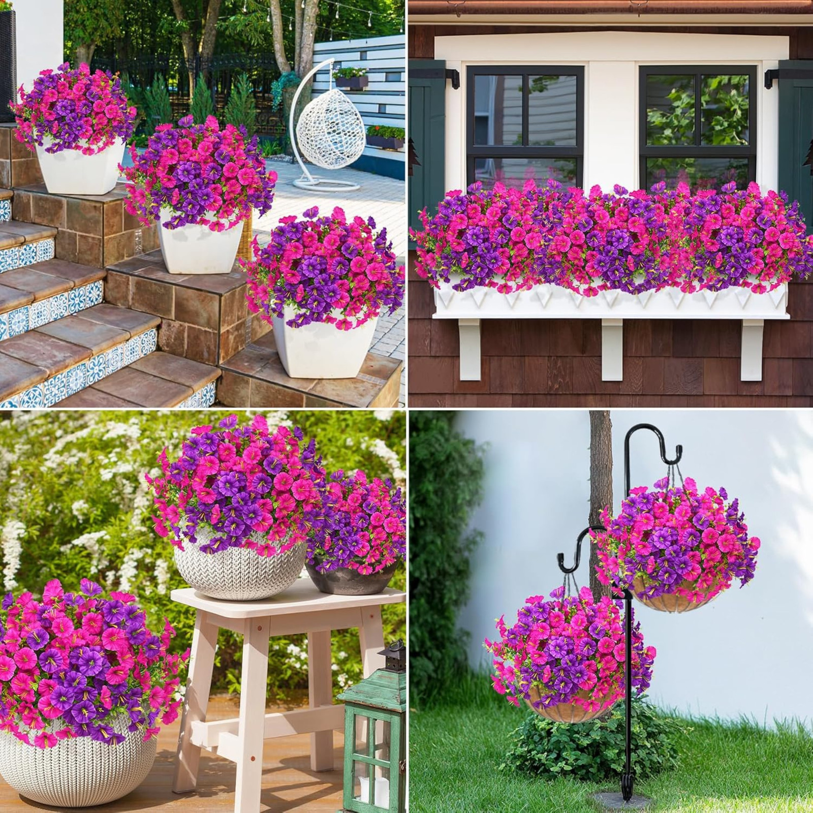 12 Bundles Look Real Artificial Flowers for Outdoors, Realistic Fake Outdoor …