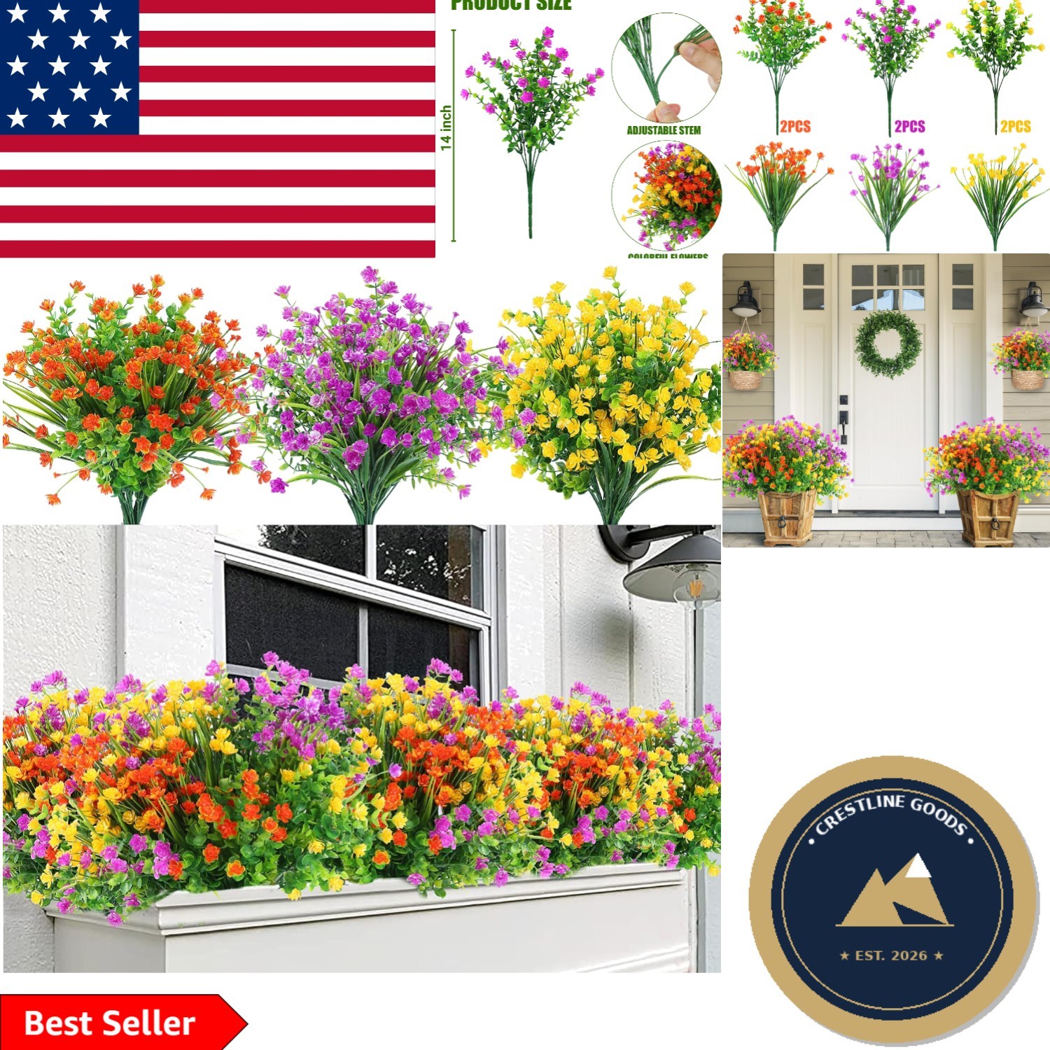 Vibrant UV Resistant Artificial Plants – 12 Bundles for Stylish Home Accents