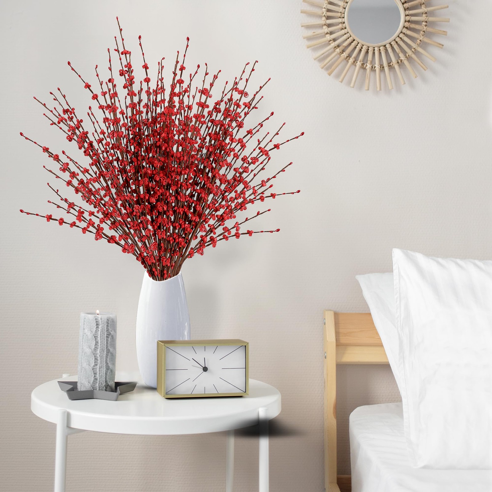 10 PCS 29.5 Inch Red Artificial Jasmine Fake Flower Branch Party Decor