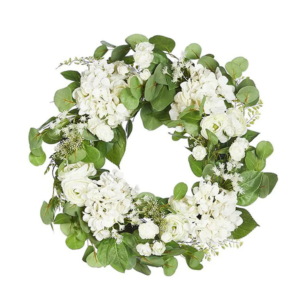 Spring Wreath 24″ Hydrangea And Ranunculus Wreath Silk Floral for Front Door
