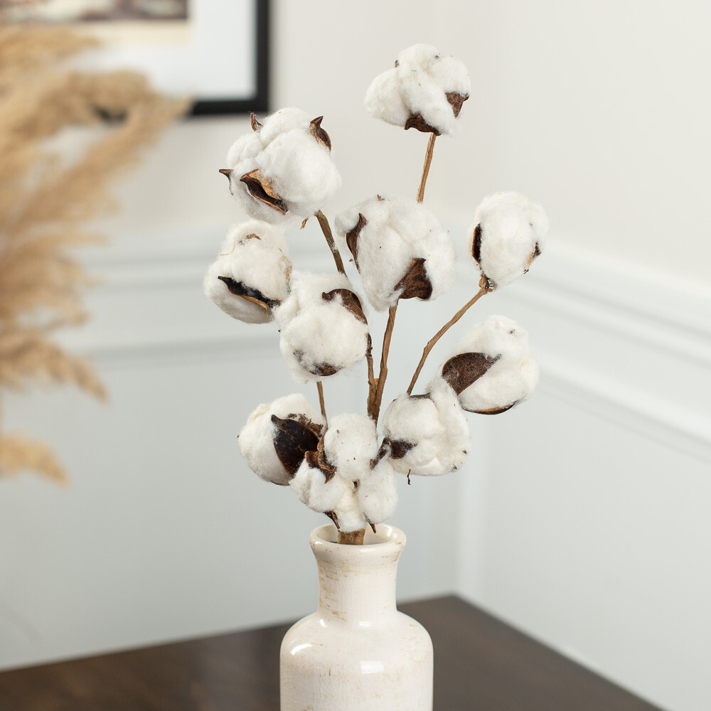 Set of 2 Artificial Cotton Boll 15″ Floral Sprays for Indoor Decor