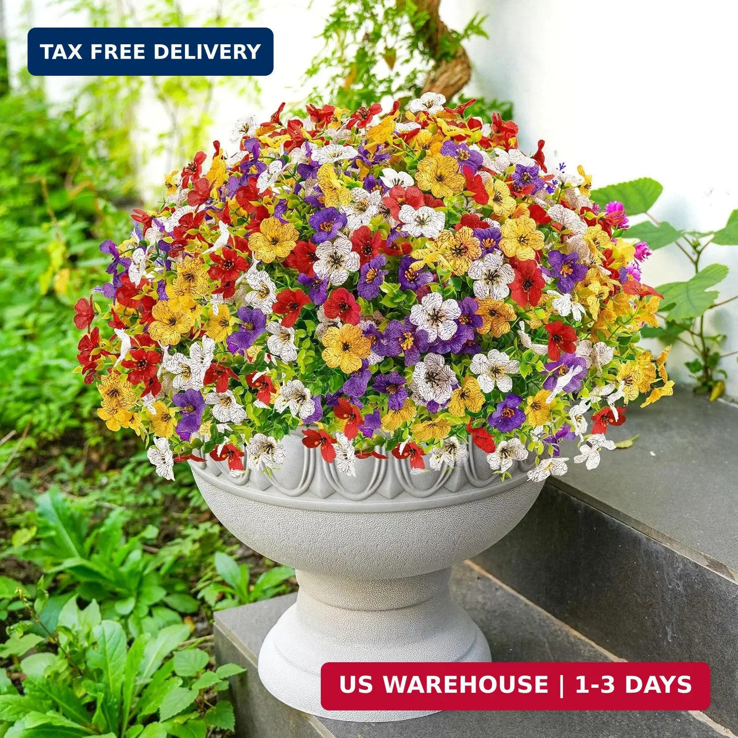 Der Rose 12 Bundles Artificial Daisy Fake Flowers for Outdoors, UV Resistant