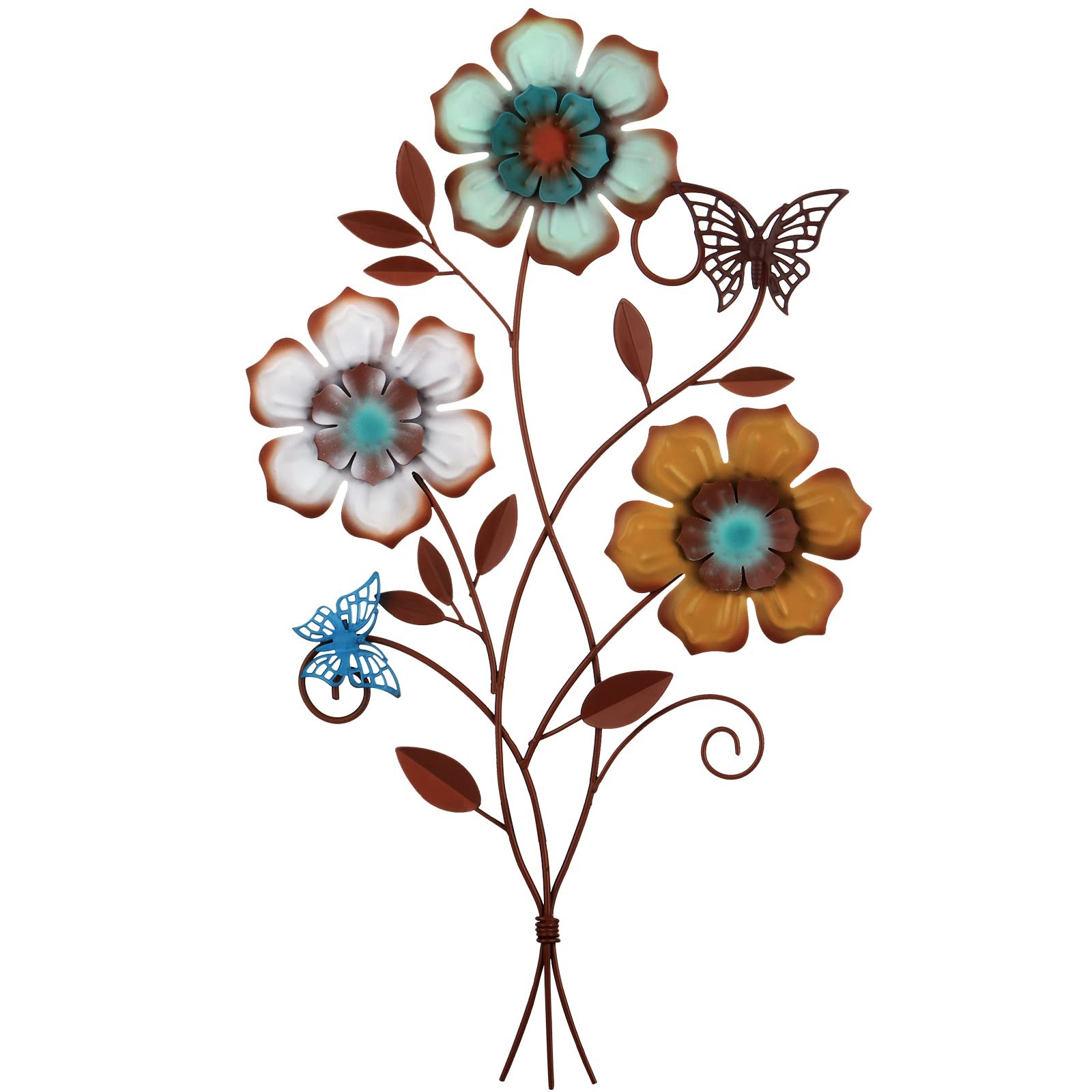 Moxweyeni Tricolor Flower Wall Decor Vintage 15.6″L x 10.6″W, Multicolor