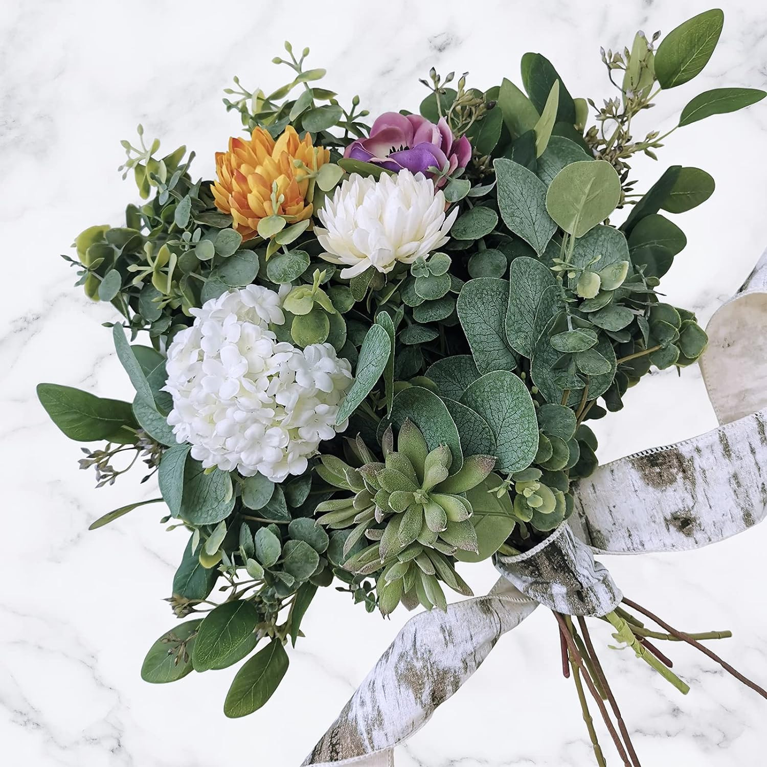 10 Pcs Mixed Eucalyptus Leaves Stems Bulk Artificial Silver Dollar Picks Faux Br