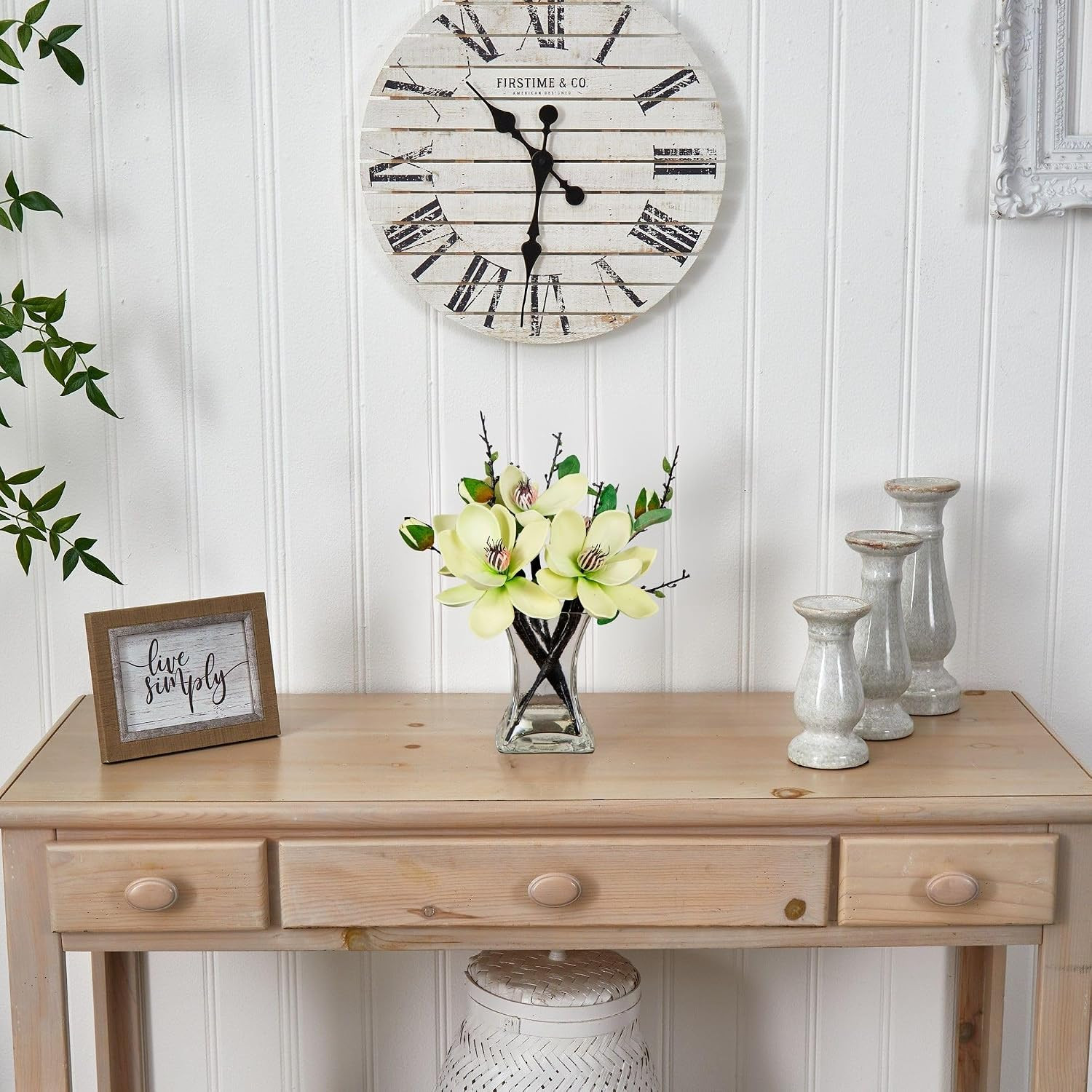 Elegant White Magnolia Arrangement with Vase – 4534-WH