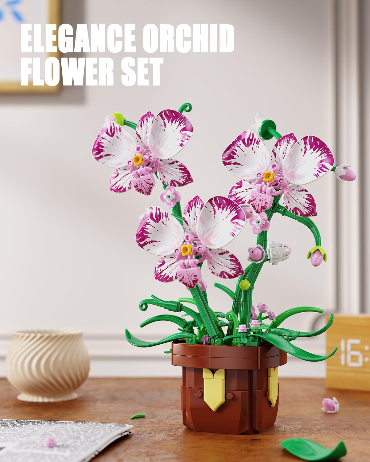 Flowers Botanicals Orchid Building Set – Artificial Flower Building Blocks for A