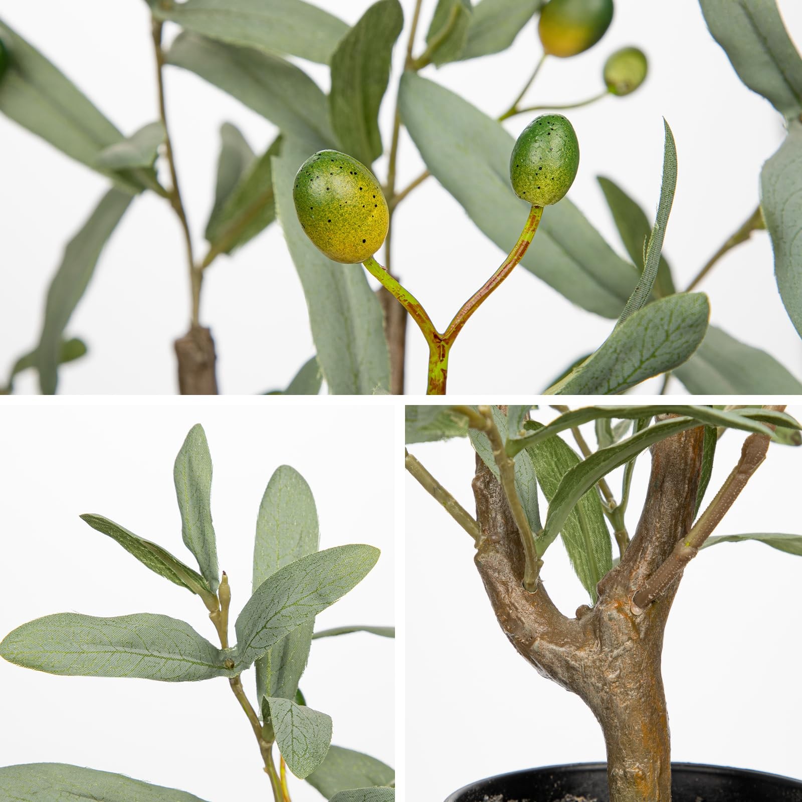 Small Faux Olive Tree 18.9″ Artificial Olive Plant with Black Pot Decorative …