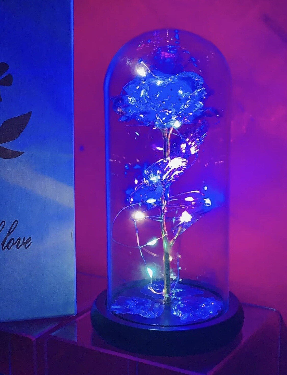 Rose Flower Home Glass LED Night Light Mother’s Day Gift / Xmas Decor