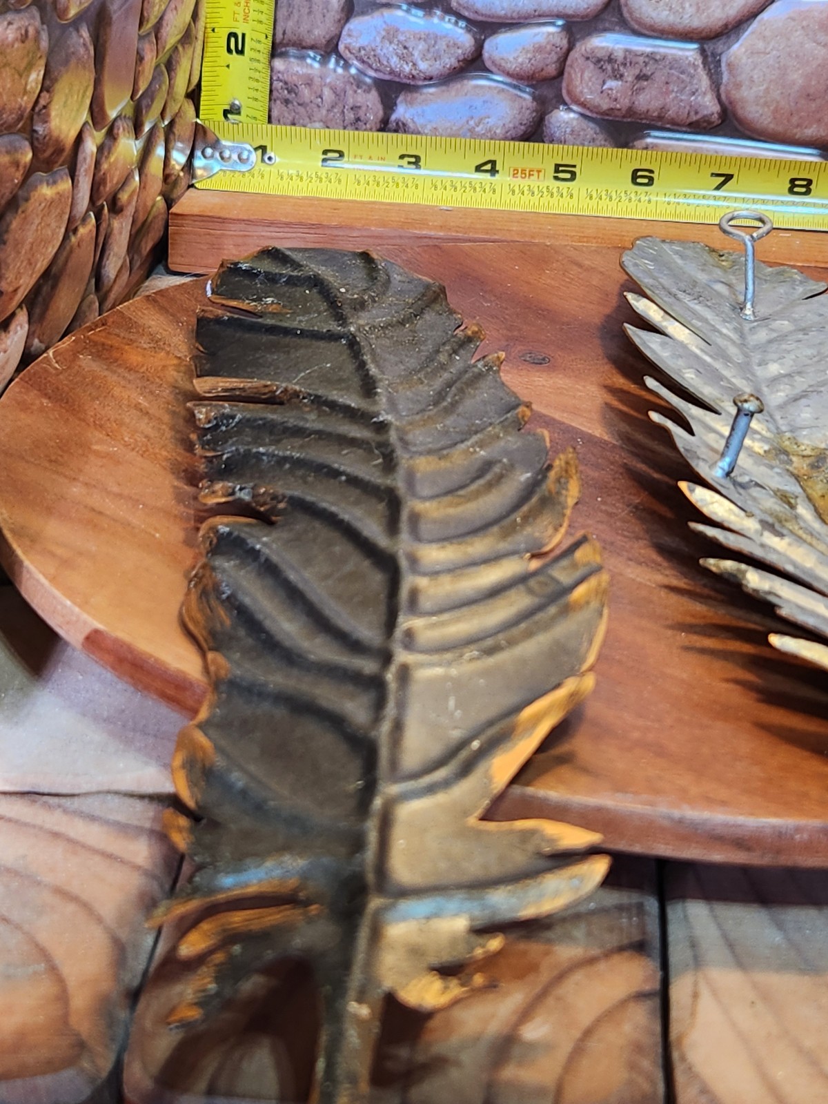 3 stamped steel LEAVES 27″ 15″ 14″ Wall Art NEW-Vintage STOCK-STEAMPUNK ART