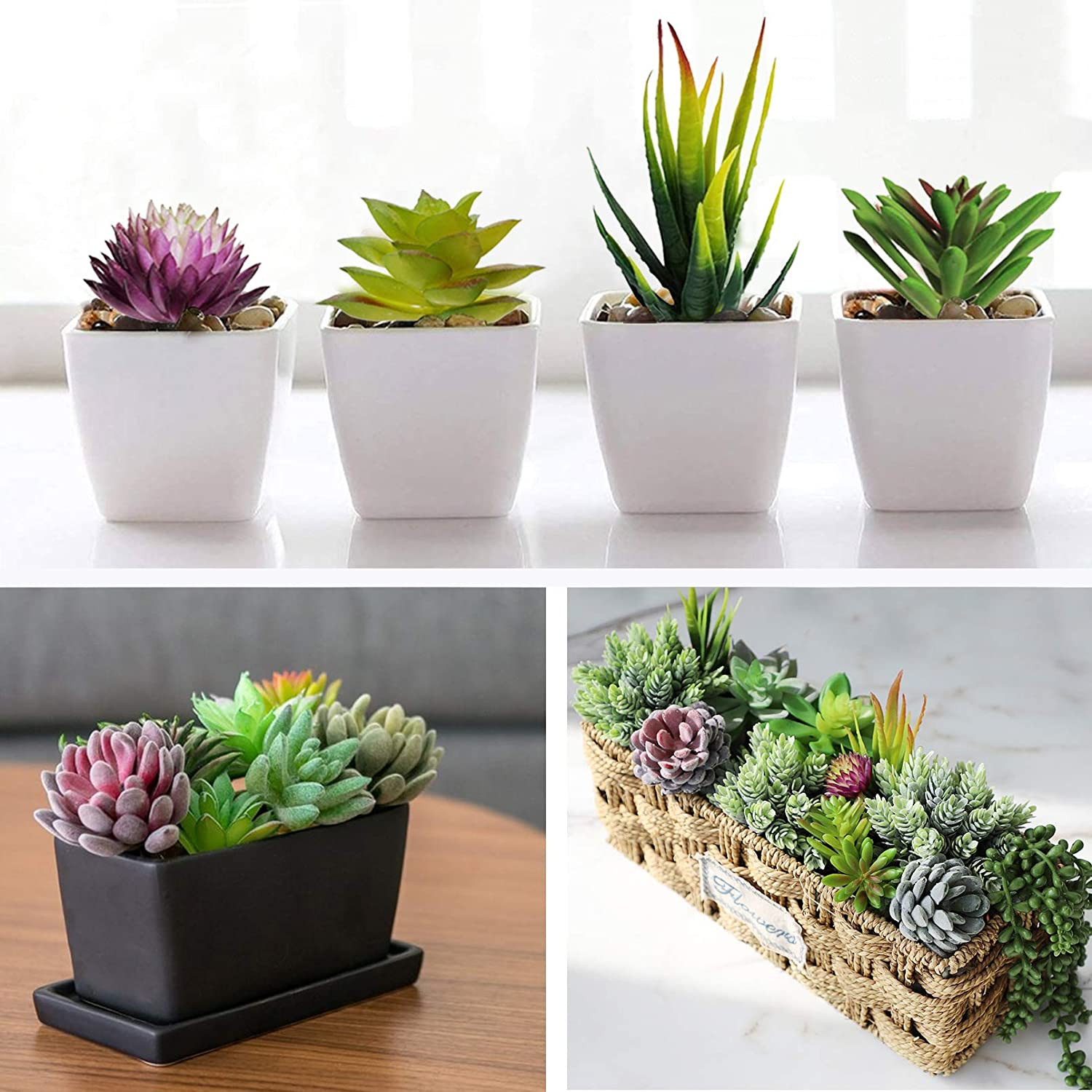 16pcs Artificial Succulent Plants Unpotted Fake Assortment Faux Garden Home