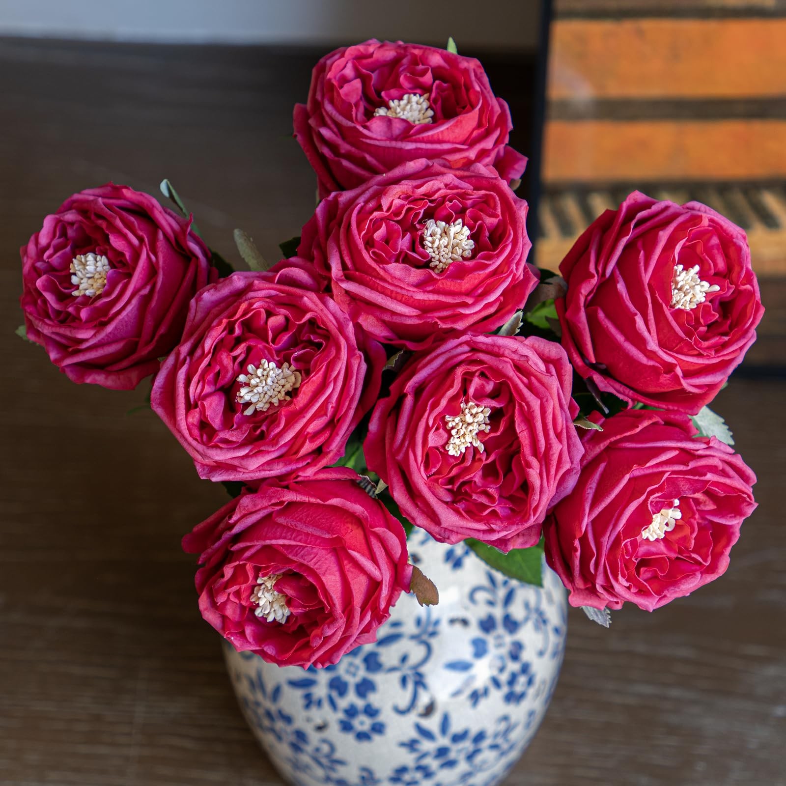 Soft Touch Artificial Roses and Peonies, 4 Stems Faux Latex Flowers for Vase,…