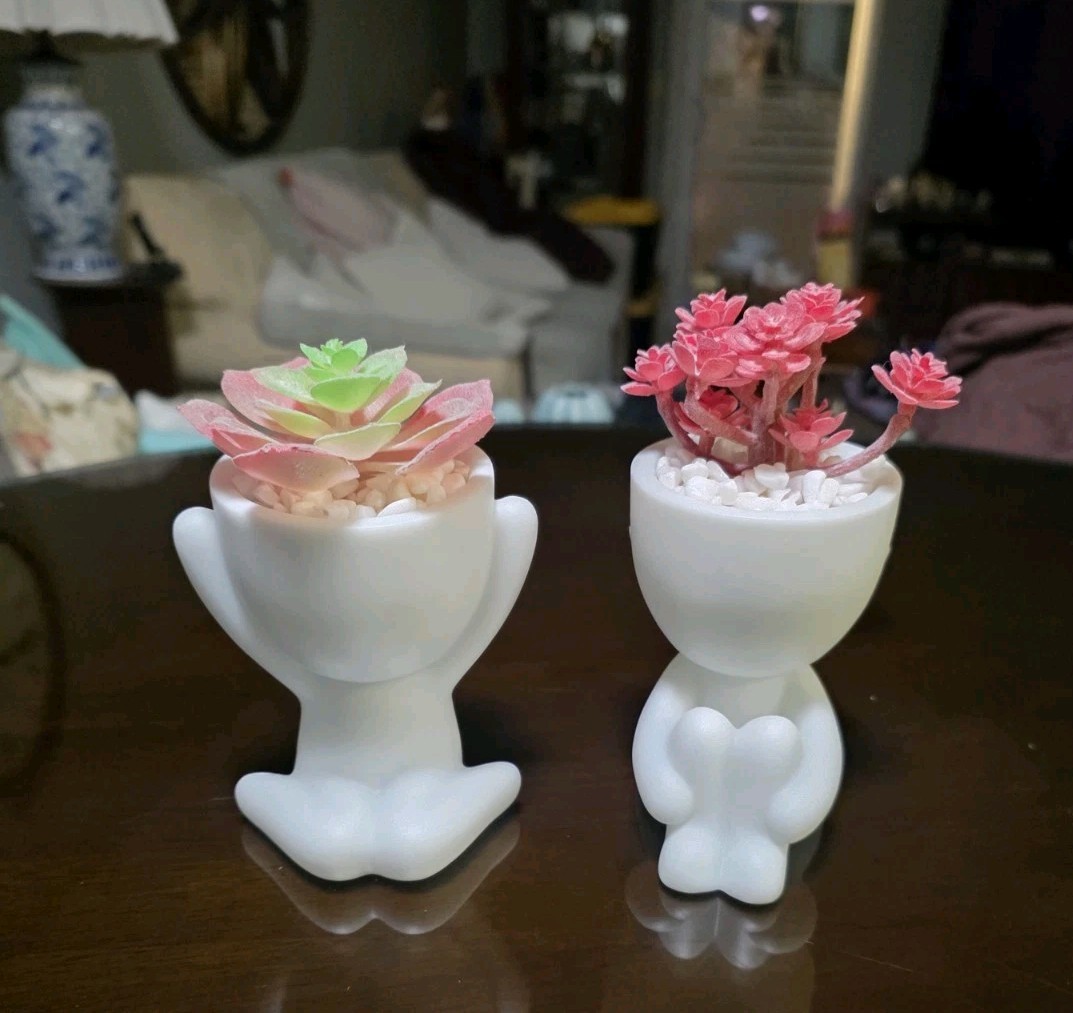 2 Small Fake Plant Office Decor for Women – Pink Gifts for (A) White with Pink