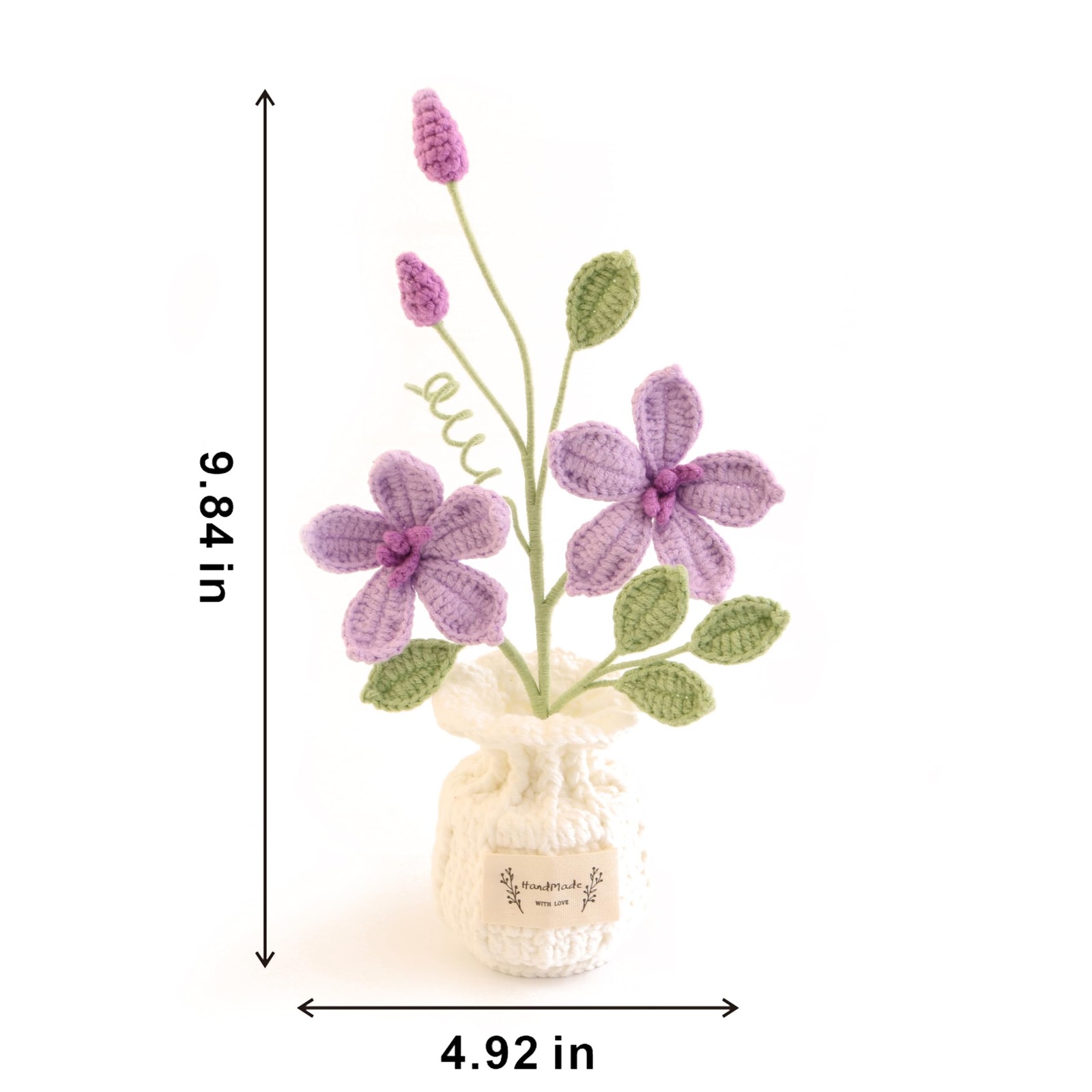 Crochet Tung Blossom Potted Plant – No-Watering Artificial Flower for Desk De…