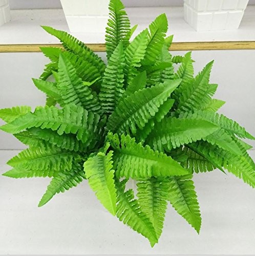 4 Bunches 14″ Ferns Artificial Boston Fern Bush Plant,Faux Plant Shrubs Green…