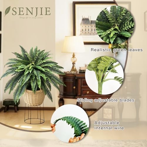 Artificial Boston Fern 2 Set 48Inch Large Fake Ferns for Outdoors 48″ 2pcs